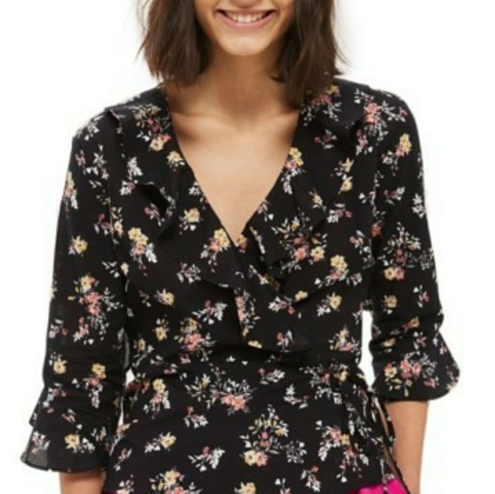 Floral wrap around blouse